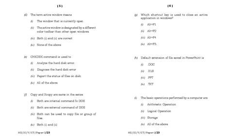 Meghalaya Board Mbose Class Question Paper For Computer