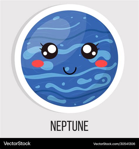 Cartoon cute neptune planet isolated on white Vector Image