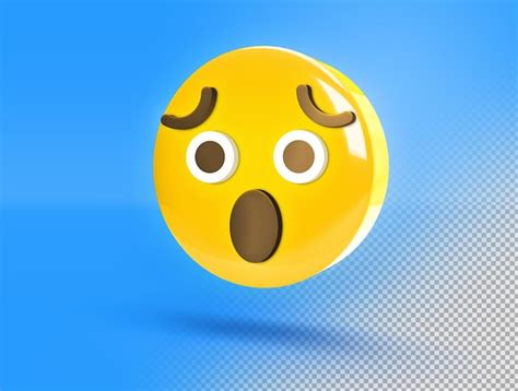 Emoji 3D circular rosto triste e espantado PSD Grátis