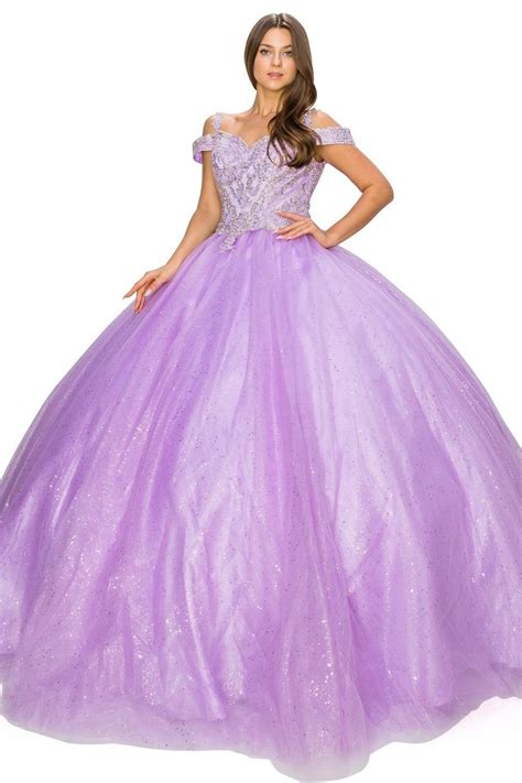 Applique Cold Shoulder Ball Gown By Cinderella Couture J Shopperboard