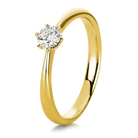 Solitär Ring aus 585 Gelbgold mit Brillant 0 25 Ct