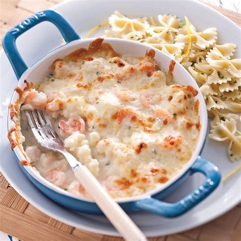 Gratin de crevettes pétoncles et chou fleur Les recettes de Caty