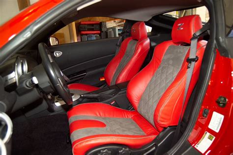 2002-2008 NISSAN 350Z GENUINE LEATHER/NOVA-SUEDE DIAMOND STITCHED RED ...