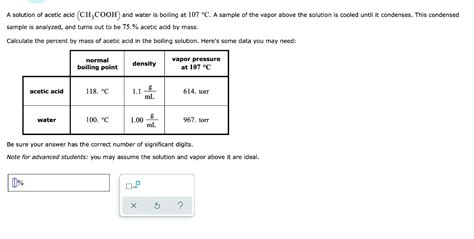 Solved A Solution Of Acetic Acid Ch3cooh And Water Is