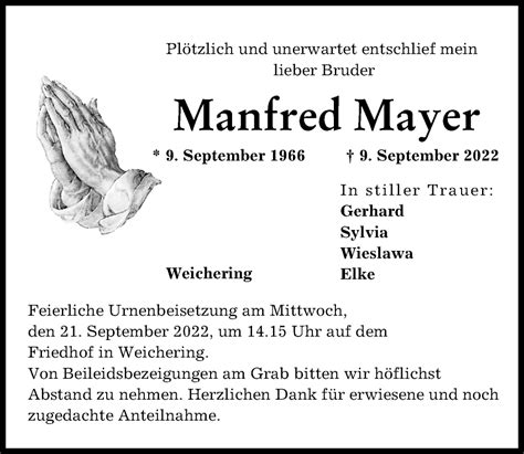 Traueranzeigen Von Manfred Mayer Augsburger Allgemeine Zeitung