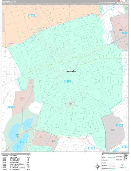 Hempstead New York Wall Map Premium Style By Marketmaps Mapsales