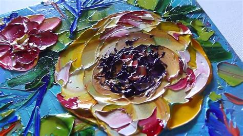 Oil Palette Knife Flower Painting By Eugenia Abramson Flower Painting