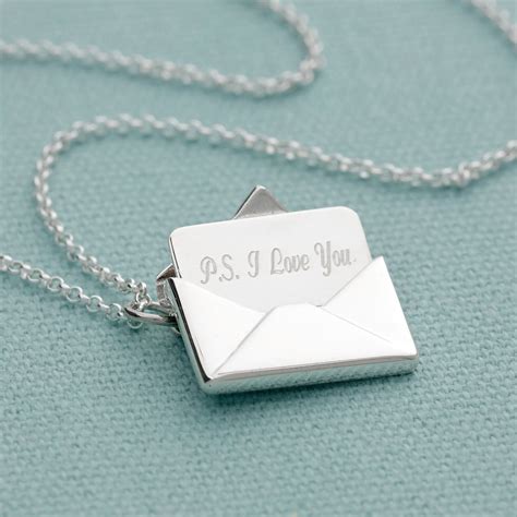 Personalised Silver Envelope Necklace With Engraved Insert Etsy