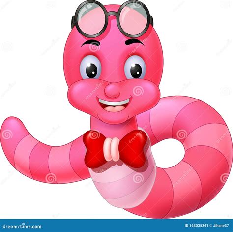 Pink Worm Parasite Icon Cartoon Style Vector Illustration