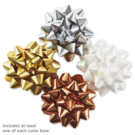 Assorted 12-Pack White, Gold, Silver and Bronze Gift Bows - Bows