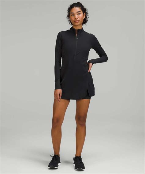 Lululemon Nulux Long Sleeve Tennis Dress Black Lulu Fanatics