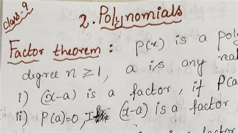 Class 9 Polynomials Factor Theorem Reminder Theorem Questions YouTube