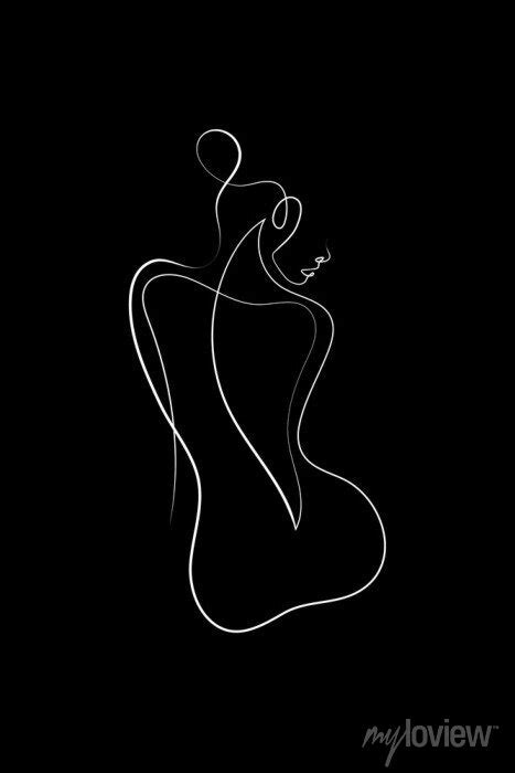 Nude Woman Face Abstract Silhouette Continuous Line Drawing Wall