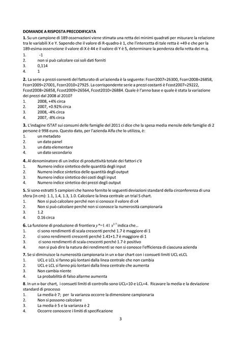 40 Domande Risposta Multipla 1 DOMANDE A RISPOSTA PRECODIFICATA Su Un