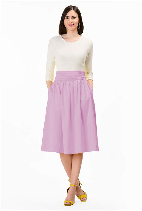 Shop Smocked Elastic Waist Cotton Knit Skirt Eshakti