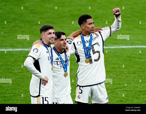 Real Madrid S Federico Valverde Brahim Diaz And Jude Bellingham