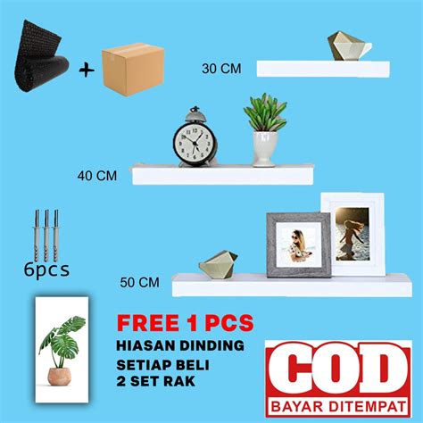 Jual Rak Dinding Ambalan Melayang Floating Shelves 1 Set 3 Pcs Rumah