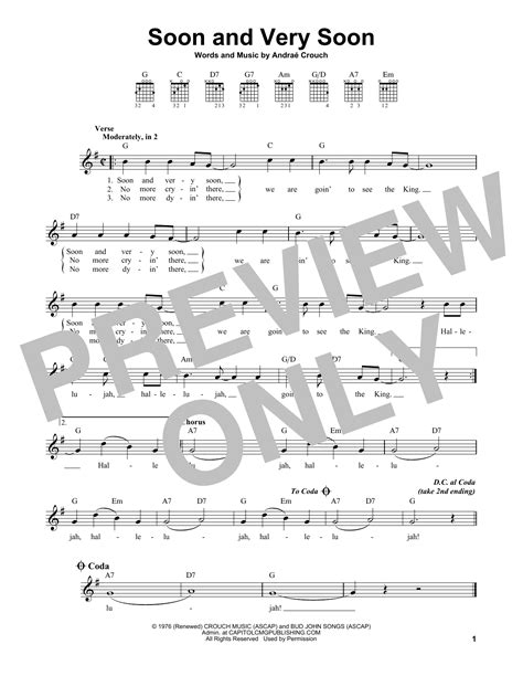 Soon And Very Soon By Andrae Crouch Sheet Music For Easy Guitar At Sheet Music Direct