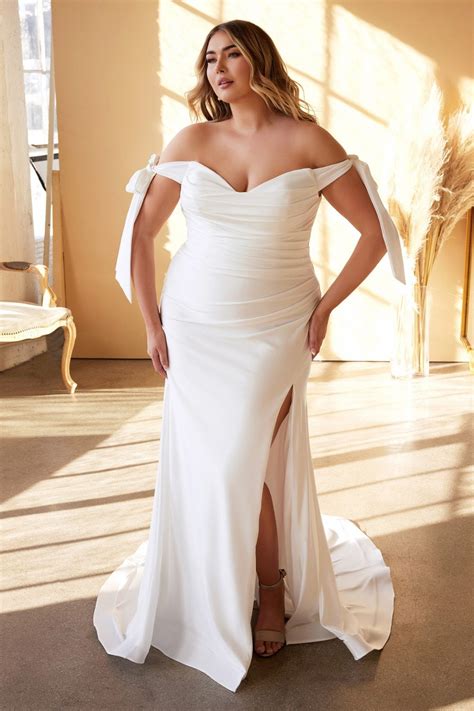 Plus Size Mermaid Wedding Dress Long Luxe Jersey Bridal Gown Bride Destination Wedding Dresses