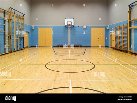 Gymnasiumsports Hall In A Modern Secondary School With Basketball And