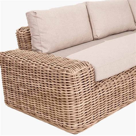 Seville Neutral Chunky Rattan Outdoor Corner Sofa Set With Footstool