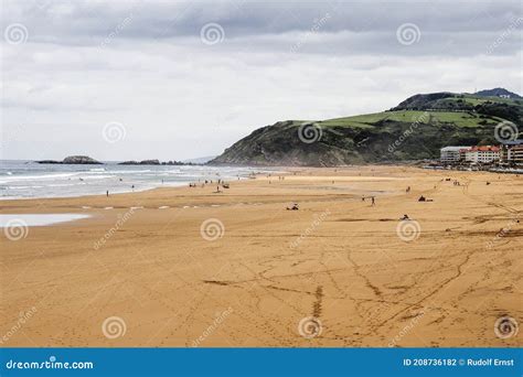 Zarautz Beach in the Basque Country Spain. Landscape of Wild Beaches ...