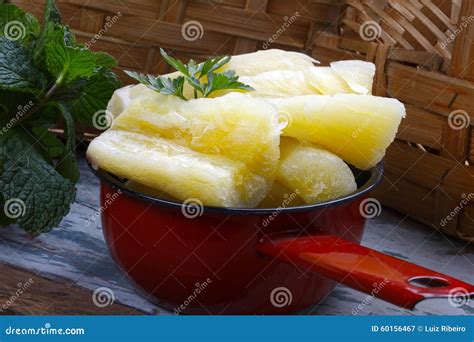 Boiled Cassava Root Dessert With Coconut Milk Thai Food Or Brazilian Food Cassava Mandioca Frita