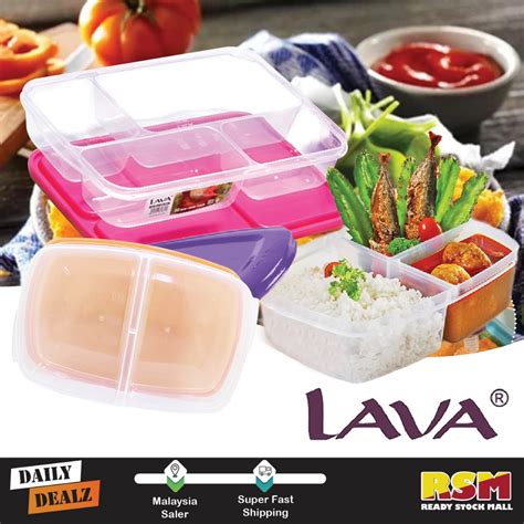 LAVA Lunch Box Food Container 2 3 4 Compartment Air Tight Food Storage