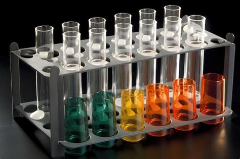 Premium AI Image Closeup Of Test Tube Rack Filled With Beakers And