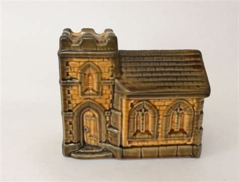 Vintage Money Bank Box English Church By Studio Szeiler Pottery Hand