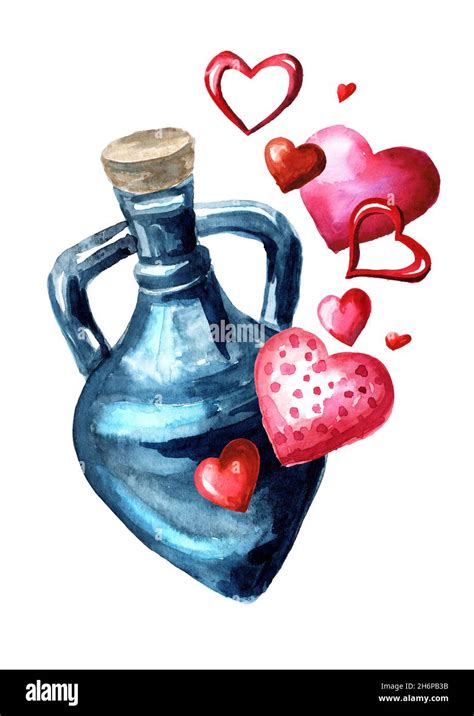 Elixir Amor Botella De Poci N Amor Ilustraci N De Acuarela Dibujada A