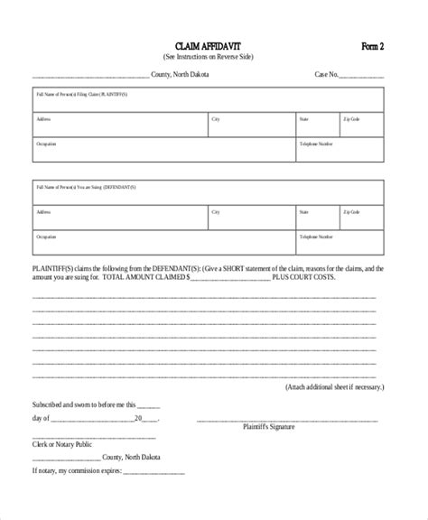 Affidavit Of Claimant Form Affidavitform Net