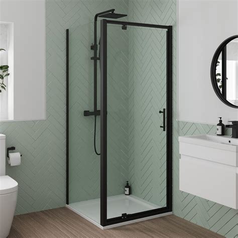 Luxura Pivot Shower Enclosure 800 X 800mm 6mm Black