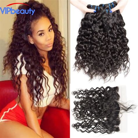 Vip Beauty Indian Virgin Hair Water Wave With Frontal Unprocessed Human