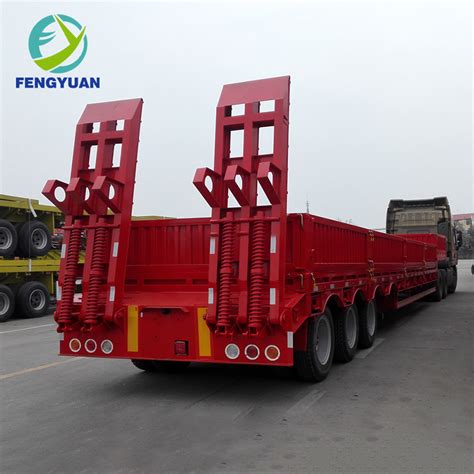 Fengyuan Axle Lowbed Container Semi Trailer With Hydraulic Ladder