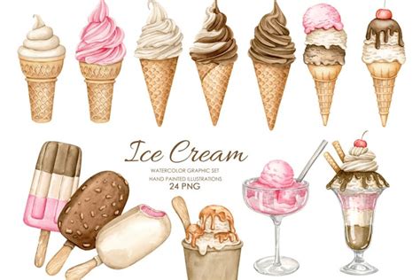 Watercolor Ice Cream Clipart Popsicles Clipart Summer Png