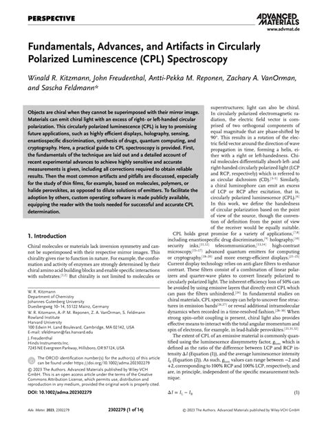 Pdf Fundamentals Advances And Artifacts In Circularly Polarized