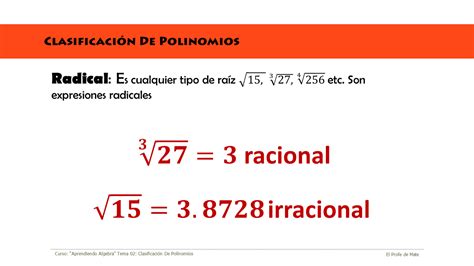 El Profesor De Matematicas Clasificacion De Polinomios Images