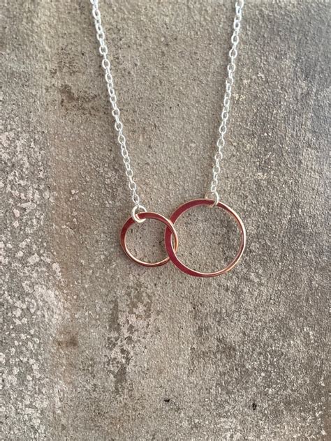 Sterling Silver Interlocking Circle Necklace Infinity Unity Etsy