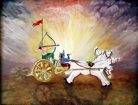 Krishna Arjuna Chariot Painting at PaintingValley.com | Explore ...