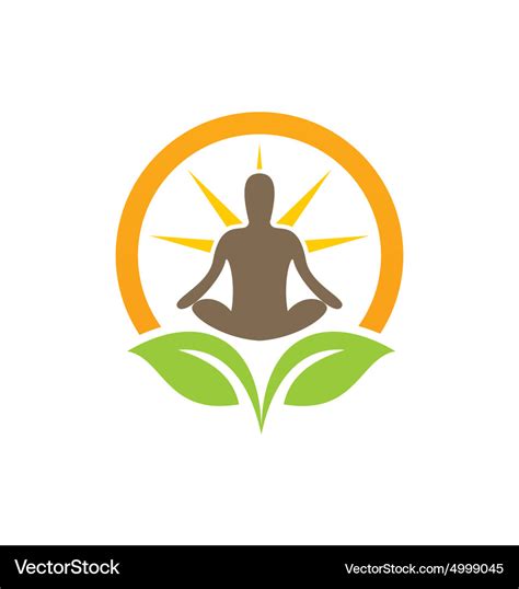 Bio plant leaf healing meditation yoga logo Vector Image