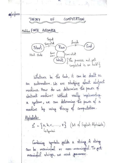 Toc Module Finite Automata Theory Of Computation Studocu