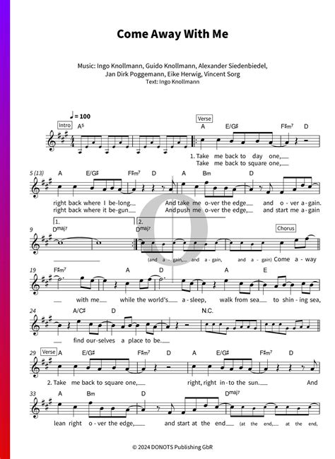 Come Away With Me Donots Piano Sheet Music Oktav