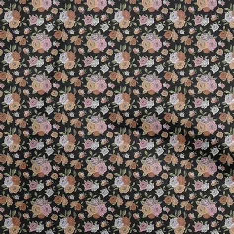 Oneoone Velvet Black Fabric Floral Diy Clothing Quilting Fabric Print