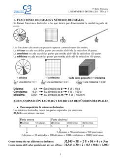 1 FRACCIONES DECIMALES Y NÚMEROS DECIMALES 1 fracciones decimales y
