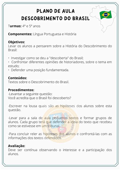 Plano De Aula Descobrimento Do Brasil Educa O Infantil Revoeduca