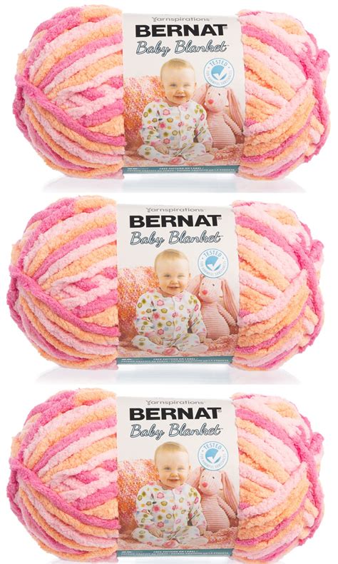 Bernat 3 Pack Baby Blanket Yarn Absorbent Polyester Super Bulky Yarn