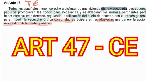 ARTÍCULO 47 Constitución Española Vivienda OPOSICIONES YouTube