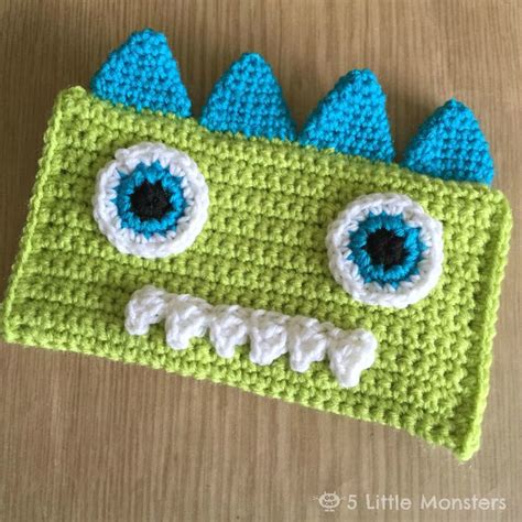 5 Little Monsters Crocheted Monster Pencil Bag