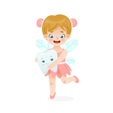 Premium Vector | Cartoon tooth fairy baby girl Cute flying tooth fairy ...